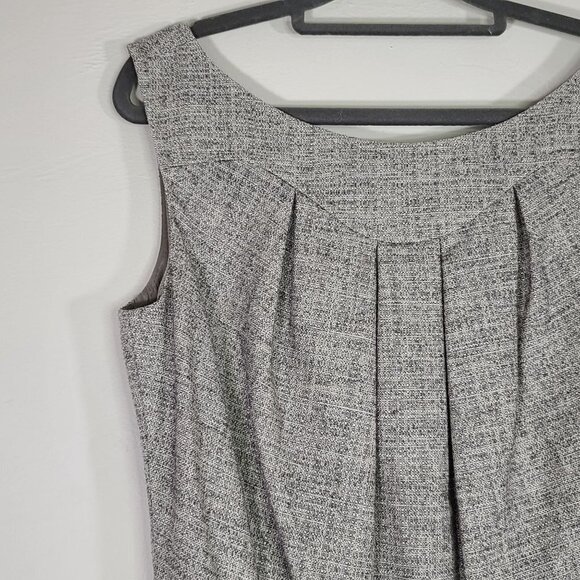 Escada New Wool Silk Blend Gray Tweed Sleeveless‎ Pleated Bodice Sheath Dress 38 - Picture 4 of 11